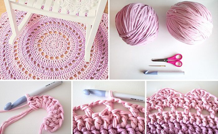 Covoarele tricotate din lucruri vechi arată ca noi în interior