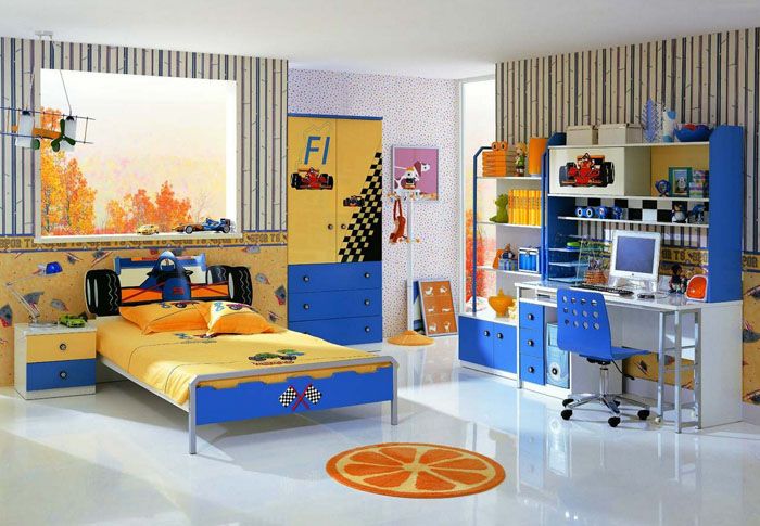 Op de foto het ontwerp van kindermeubilair voor een jongen