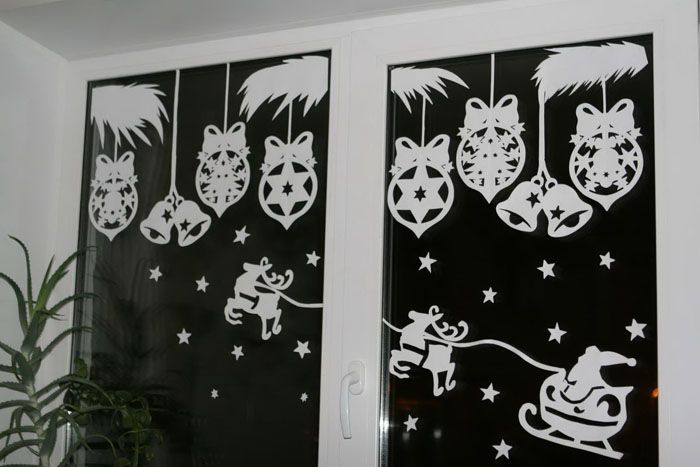 Window decorations stencils for the new year
