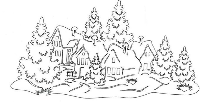 Another version of village houses in the snow