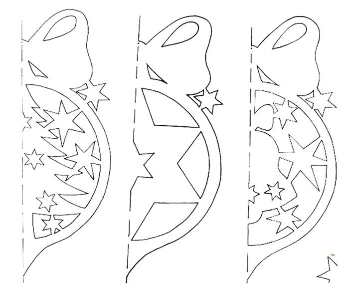 Symmetrical toys are easy to cut: the paper is folded in half and, if you put more paper, you can get several toys at once