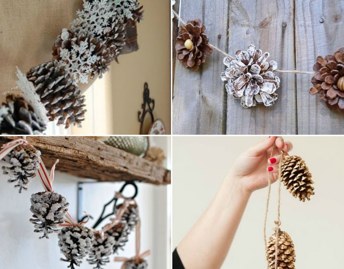 Гирляндът е направен от въже, панделка или канап. Върху него се нанизват конуси с помощта на тел или куки, вдети в основата на съцветията