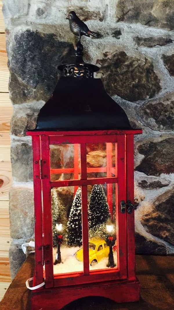 The lantern is assembled either from wooden slats or from thick cardboard. In both cases, you need to develop a spread and projection layout to take into account all the nuances and correspondence of elements. Inside, the craft is filled with cotton wool and suitable figures