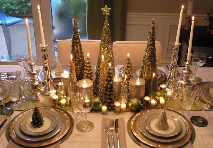 Arrangement of shiny stylized Christmas trees is what you need