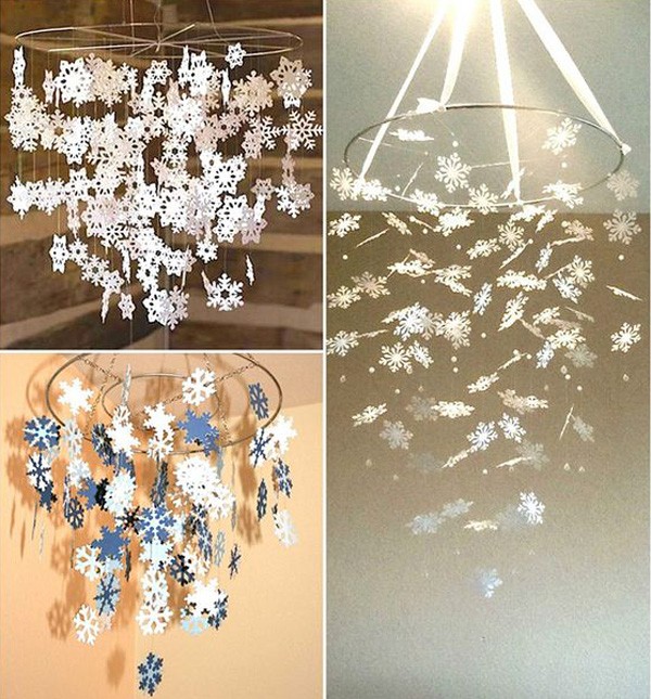 What is the basis of such a composition? A small hoop made of wire, thread and cut snowflakes