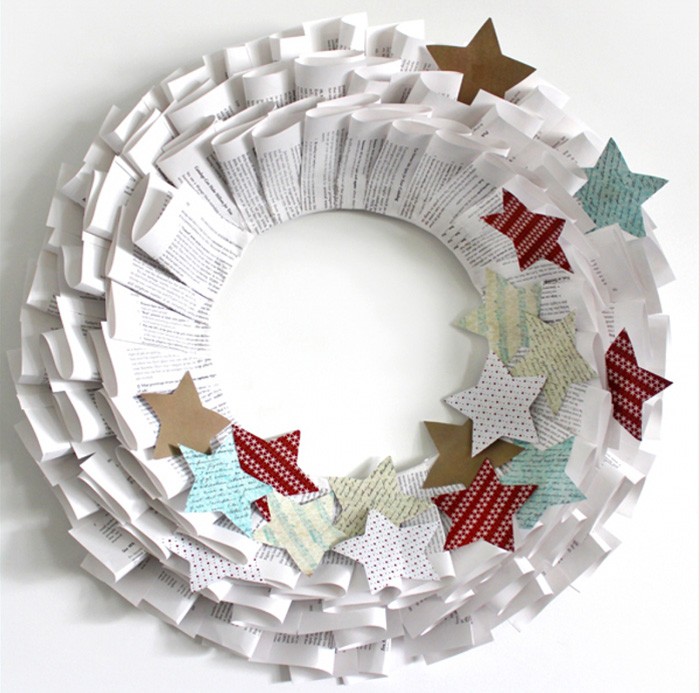 Another proof that a stylish wreath is made of any material, including books and music sheets.