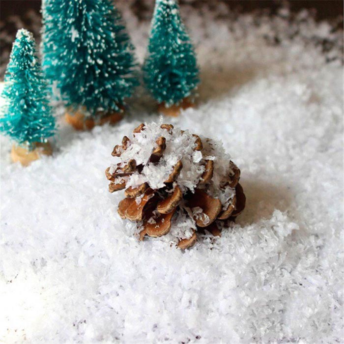 The homemade way to make snow shavings is to use white soap and a fine grater.