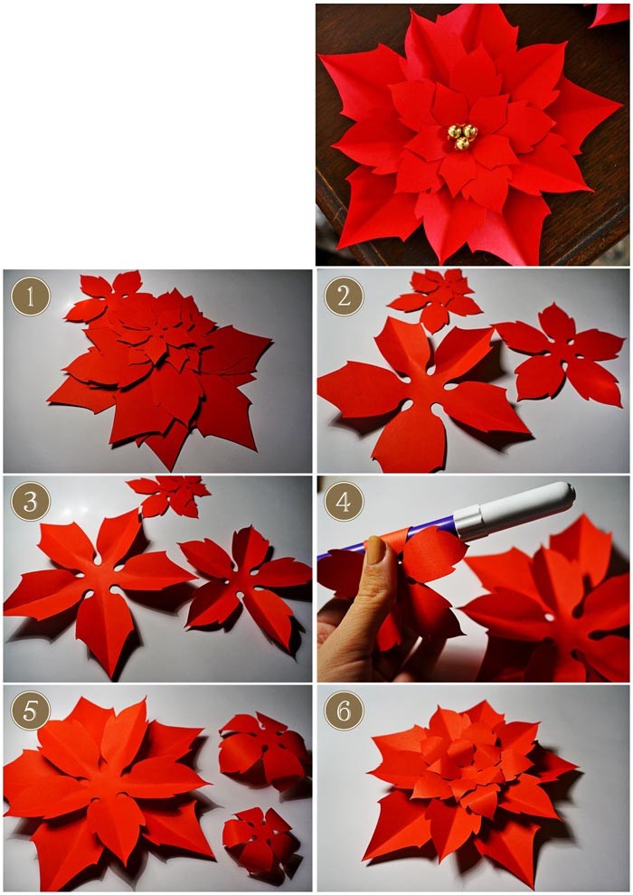 Such a beautiful poinsettia is made from paper! Where to use it? In wreaths, compositions, as a Christmas tree decoration