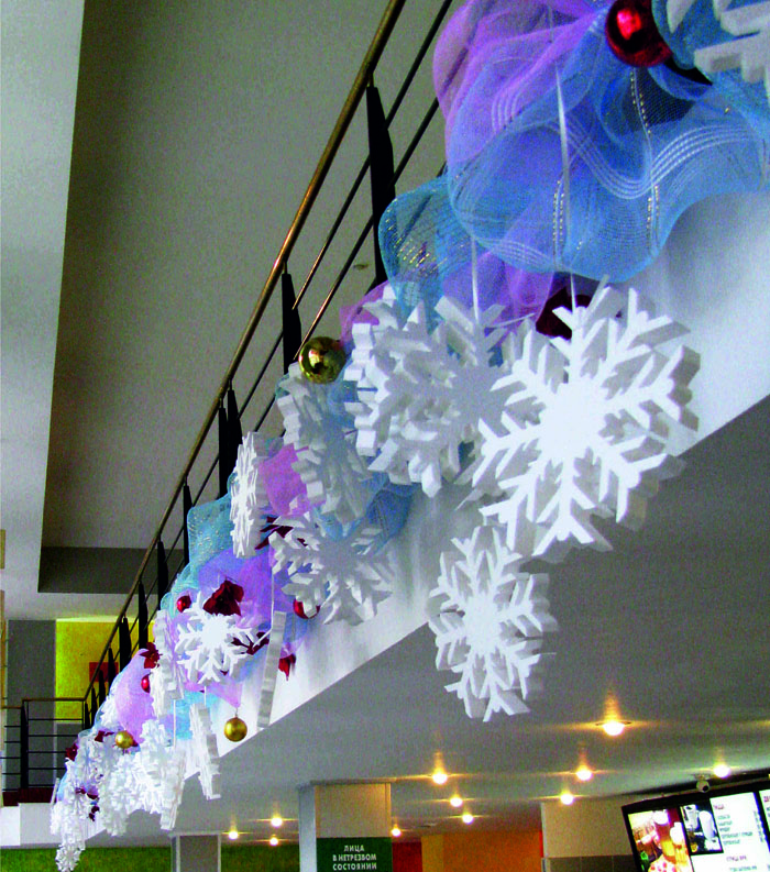 Die Spannweiten zwischen den Stockwerken werden auch von Anhängern gebildet, die von weitem erkennbar sind