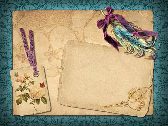 Artificially aged paper looks romantic and is suitable for postcards in retro, vintage style