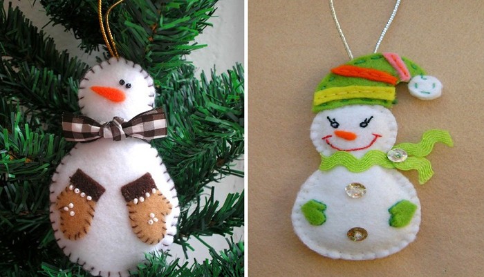 We cut out a drawn template from paper, which can consist of two or three circles. Transfer the lines of the template to felt, cut out the shapes