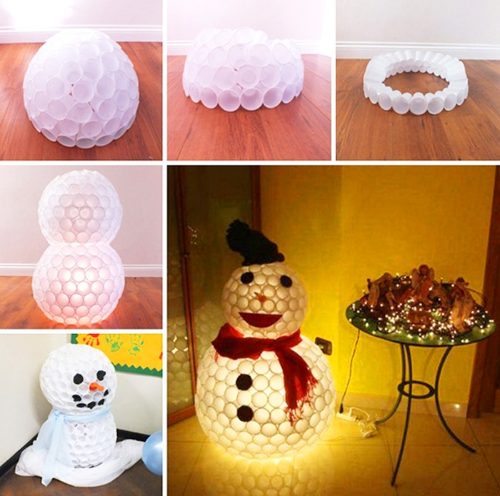 We fasten the cups with the walls with a stapler row by row. We adjust the shape manually by fastening in the right places