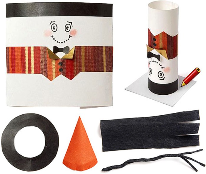 Draw an evening costume for the snow guest on a piece of paper and glue it together