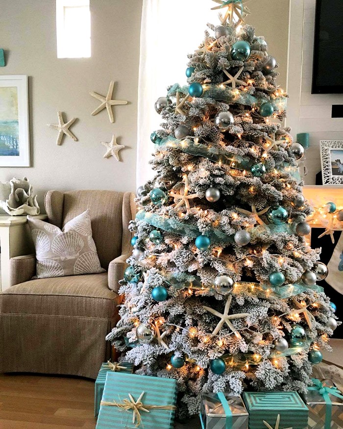 Μεταμονική μεταφορά: αστερίας - αστέρι της Πρωτοχρονιάς. Σύμφωνα με το θαλάσσιο θέμα και την επιλογή χρωματικών συνδυασμών