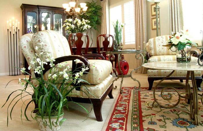 Шикозен външен вид се осигурява не само от мебели и декорация, но и от цъфтящи растения