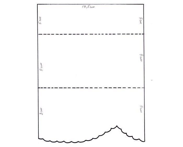 Cea mai ușoară opțiune: trebuie să îndoiți totul de-a lungul liniilor și să lipiți locul între tăieturile laterale