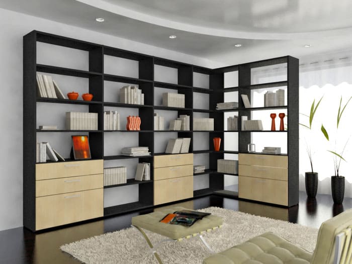 The modern home library is well designed and fits perfectly into any interior
