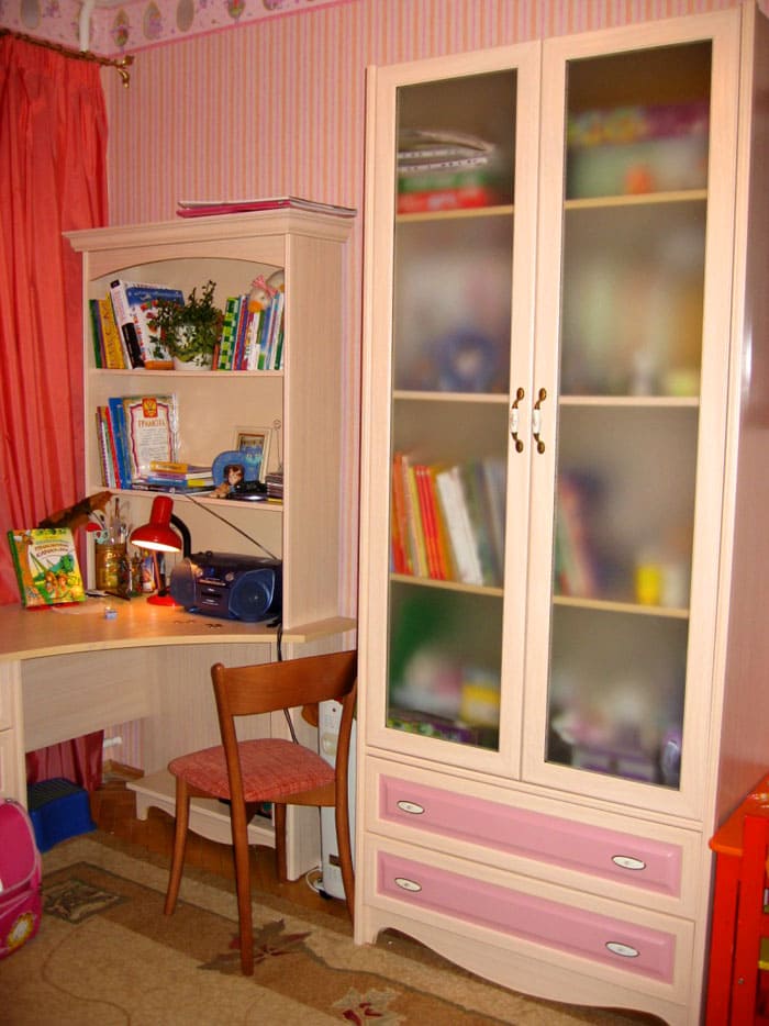 In the nursery, there are open and closed shelves