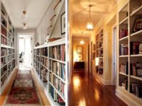 The corridor should not be overly heavy, so shallow racks and shelves that do not occupy the entire wall space are selected for it