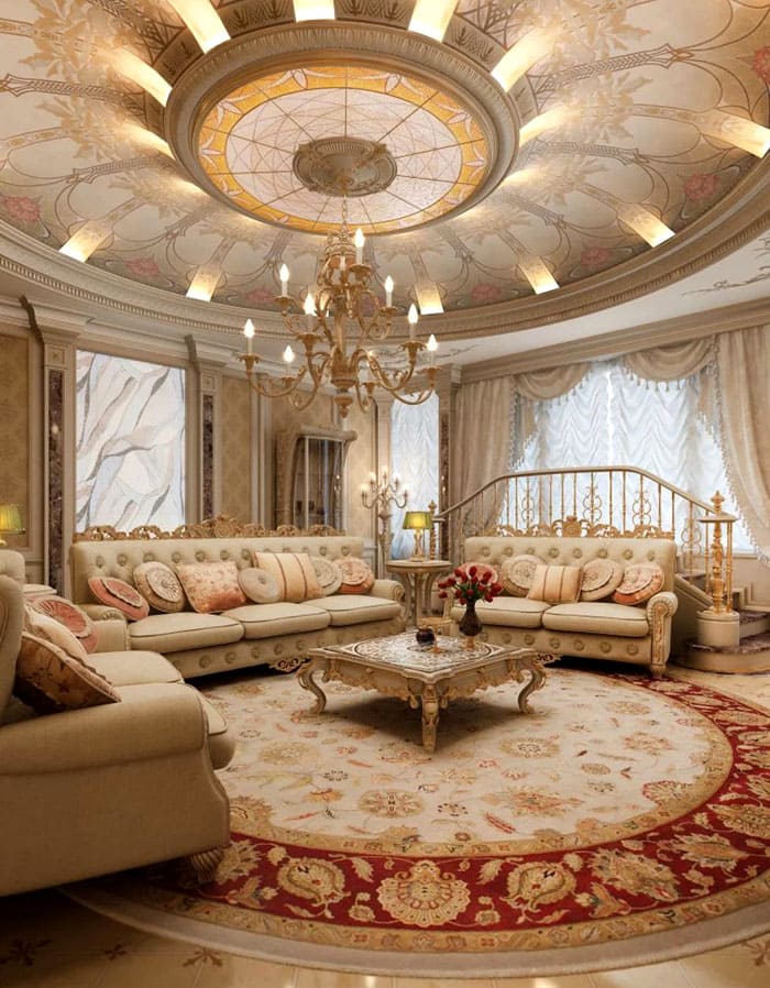 Any corners are interestingly hidden behind the decor, an oval shape in the interior is welcome