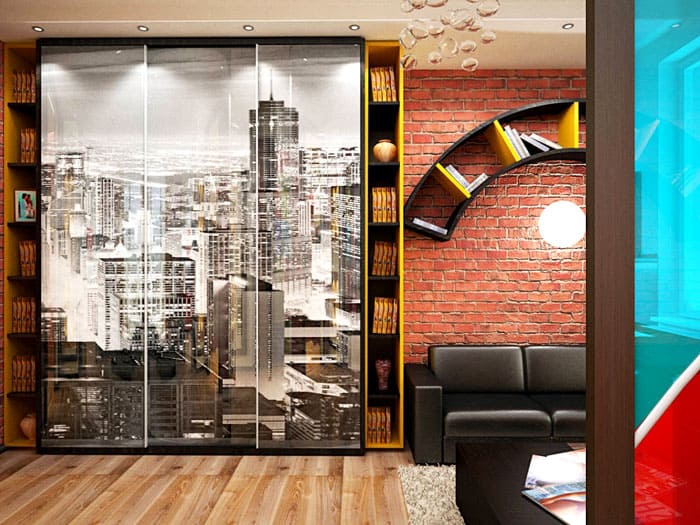 Решението може да бъде фотопечат със стилизиран градски пейзаж.