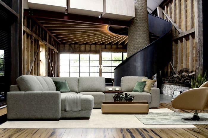 Разбира се, истинското таванско помещение е невъзможно без високи тавани и изобилие от естествена светлина от огромни прозорци. Мебелите не се открояват, но плавно се вписват в околната среда