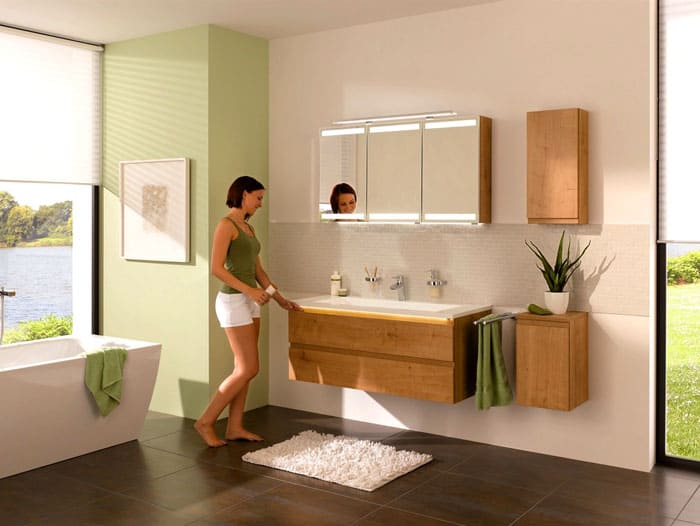 โบนัสเพิ่มเติมในรูปแบบของแถบ LED หรือไฟส่องเฉพาะจุดจะไม่เสียหายหากเลือกรุ่นกระจกเงา