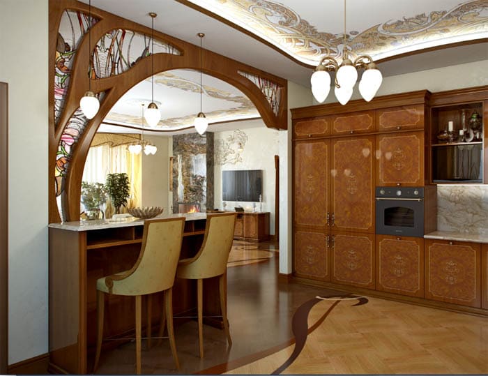 Днес по някаква причина съвременният интериор се разбира като модерен стил. Но това съвсем не е така. Полилеят за този стил не трябва да бъде според най-новите технологии, а с нотка на стила от началото на 20 век