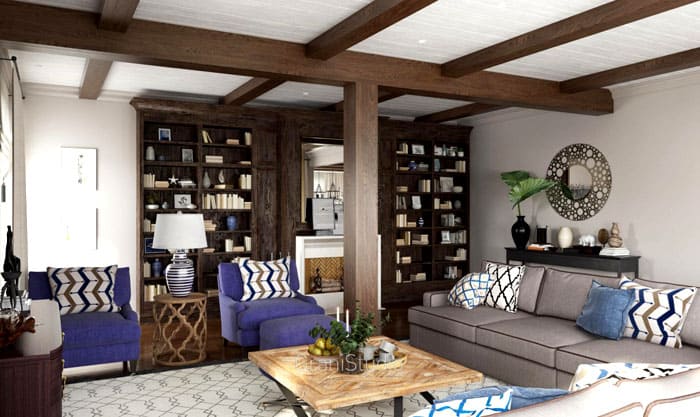 Möbel können Holzimitationen sein: Buche, Mahagoni, dargestellt durch Furnier