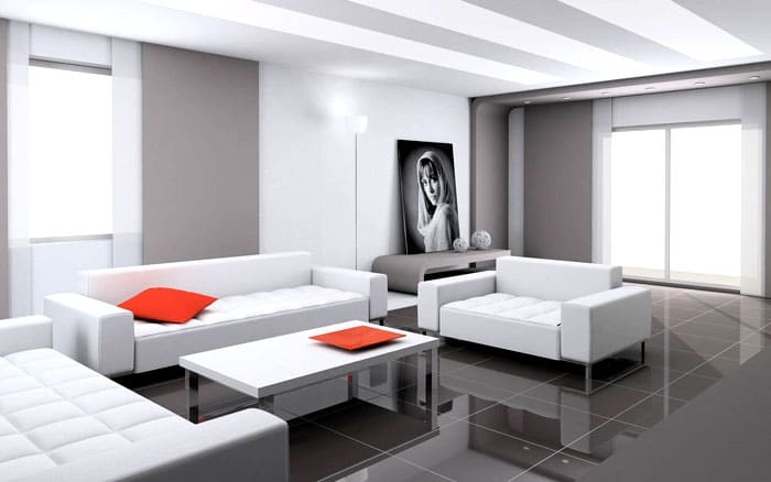 Die Hauptfarben - Grau, Weiß, Schwarz - erscheinen in Harmonie miteinander