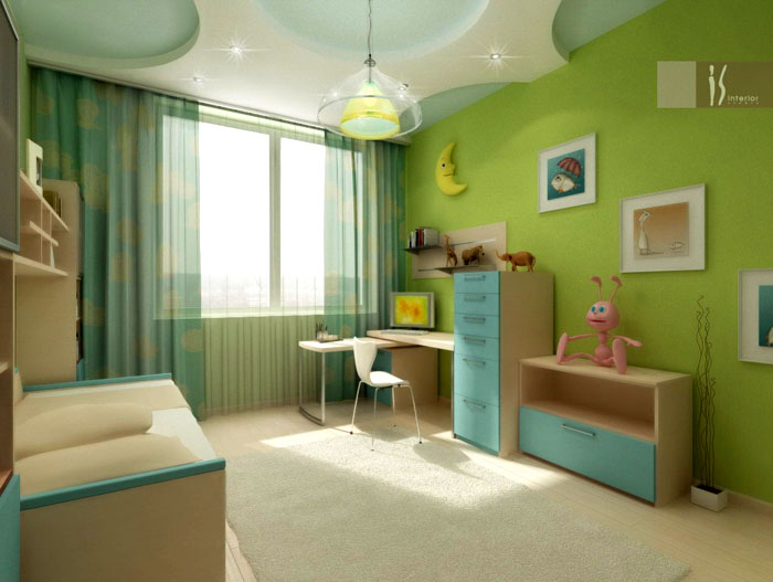 Wenn das Alter sehr jung ist, kann der Schwerpunkt auf Spielzeugkisten und einem Erholungsgebiet gelegt werden. Für ältere Kinder können Sie sich ein praktisches Aufbewahrungssystem vorstellen