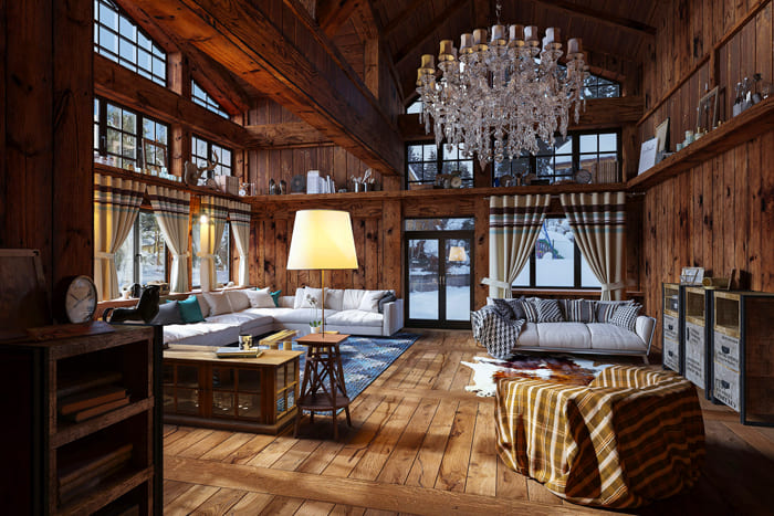 Der Chalet-Stil funktioniert nicht, wenn Sie viele verschiedene Farben verwenden. Die Palette hängt also vom Stil ab