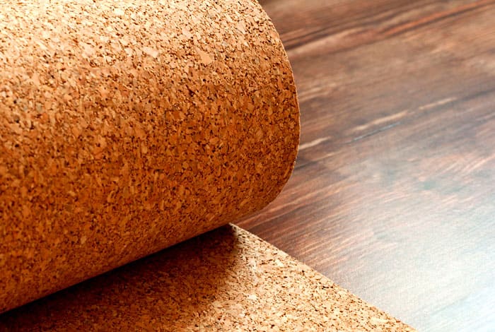 Technical cork in the form of rolls is used when laying the floor in the form of a substrate