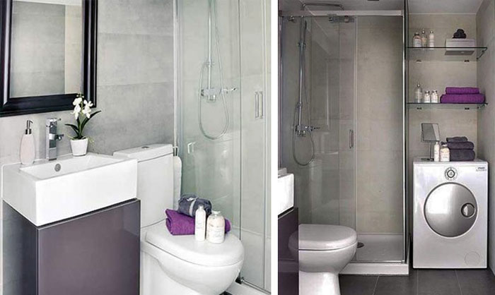 Two or three shelves can be hung in a niche above the washing machine