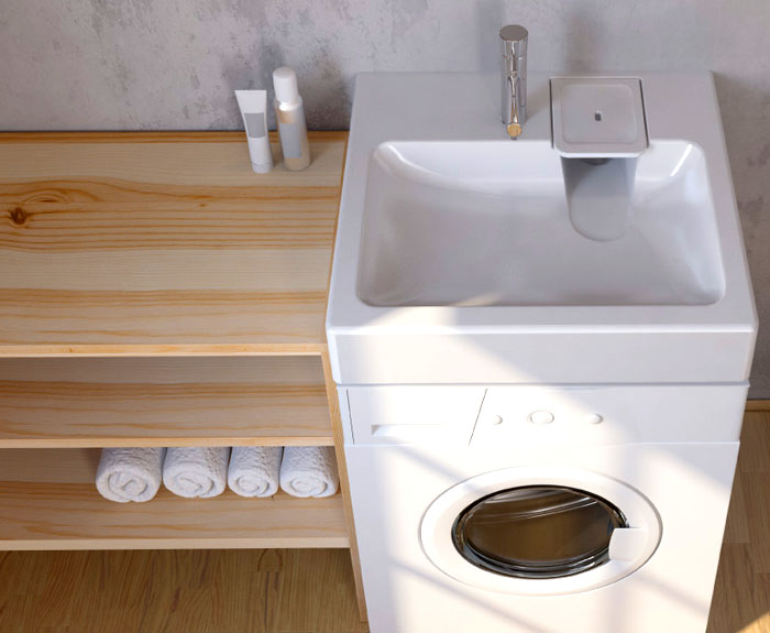 As the top of ergonomics, it is proposed to purchase a sink for a washing machine