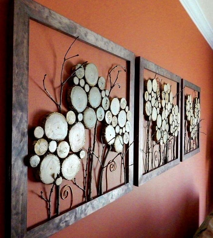 As paredes podem ser decoradas com materiais naturais