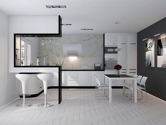 Комплектът трябва да стане част от стената, скривайки вътре всички кухненски прибори