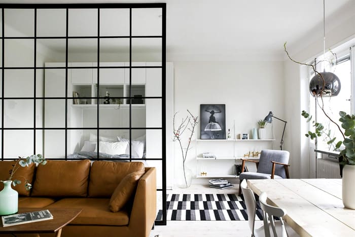 Stylish glass partitions will not make the room dark