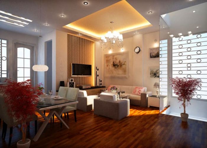 The central place can be highlighted by lighting at the ceiling level