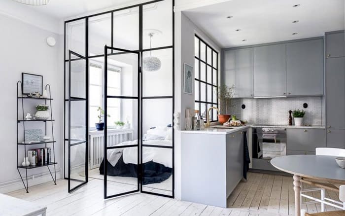 Стъклени прегради в апартамента: снимка