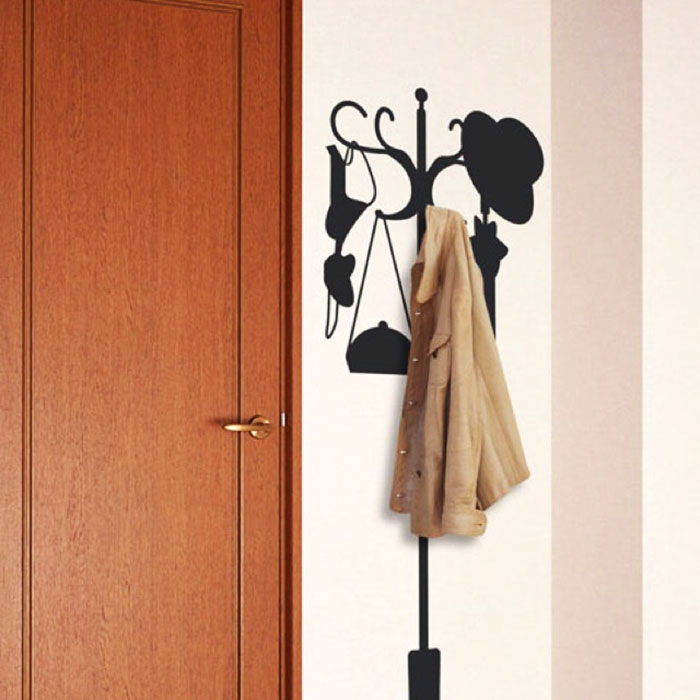 The hanger stencil emphasizes the function of the area in which