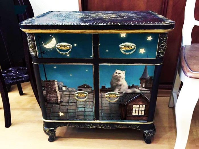 Decorating a chest of drawers using photo printing