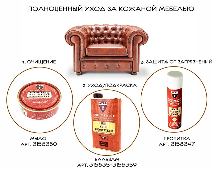 Специални продукти за грижа от естествена кожа, улесняват значително почистването на мебелите
