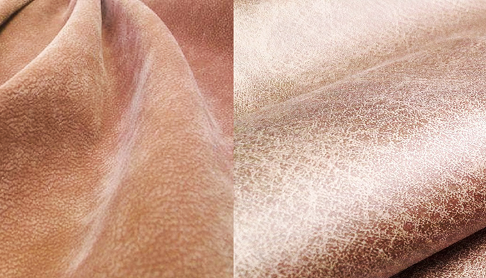 Много съвременни синтетични тапицерски материали почти не се различават от естествените. Ляв синтетичен, десен естествен велур