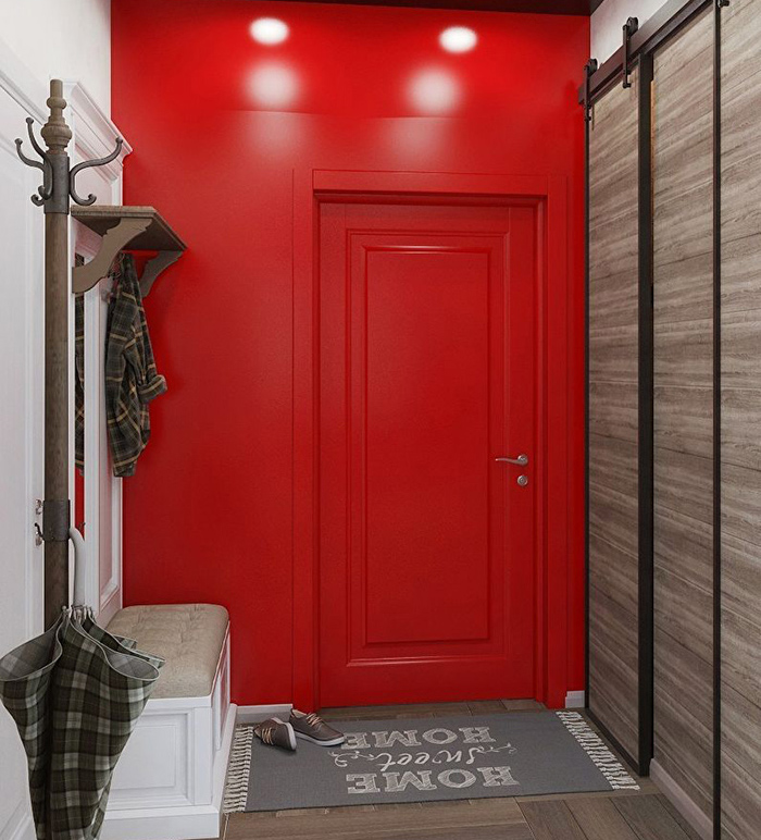 Das ursprüngliche Design des Flurs in Chruschtschow auf dem Foto