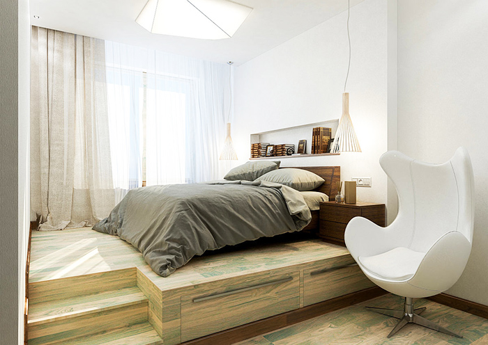 Podiumbett bietet mehr Stauraum