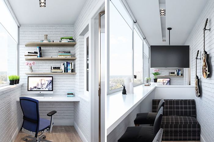 Die isolierte Version kann ein Mini-Büro oder sogar eine Schlafecke werden
