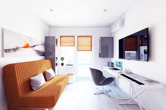 Der Raum erscheint höher, wenn er in hellen Farben gehalten ist.