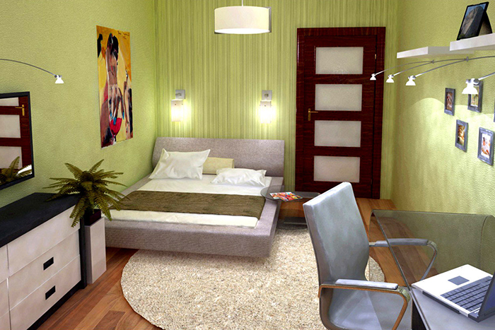 Die Farbe der Tür kann die Rolle eines Akzentdetails im Innenraum spielen.