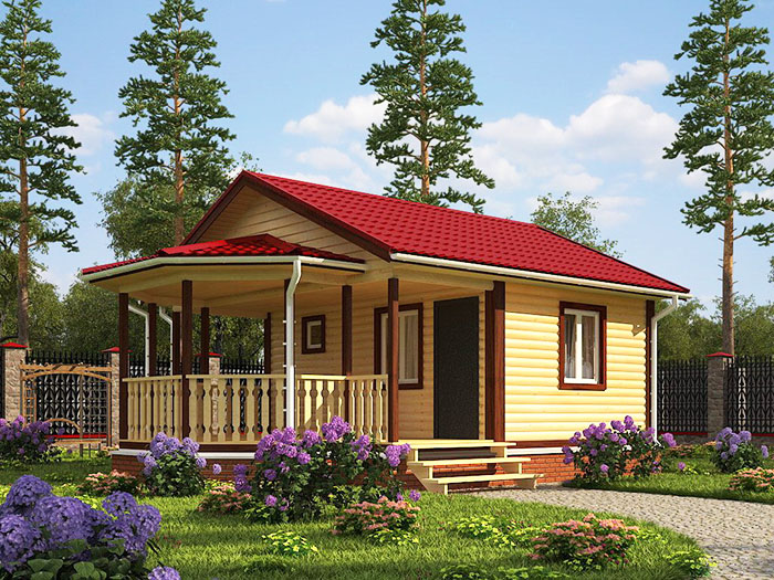 Halbkreisförmige Terrasse in einem interessanten Stil